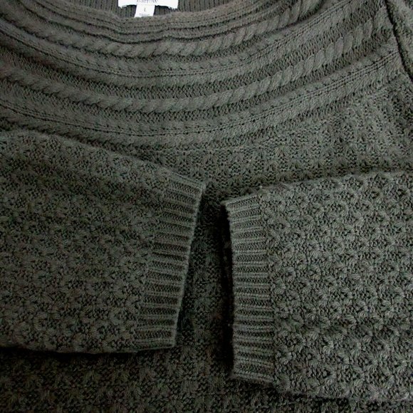 Croft & Barrow Pullover Sweater Size Large Hunter Green Long Sleeve Cable Knit - Picture 4 of 6